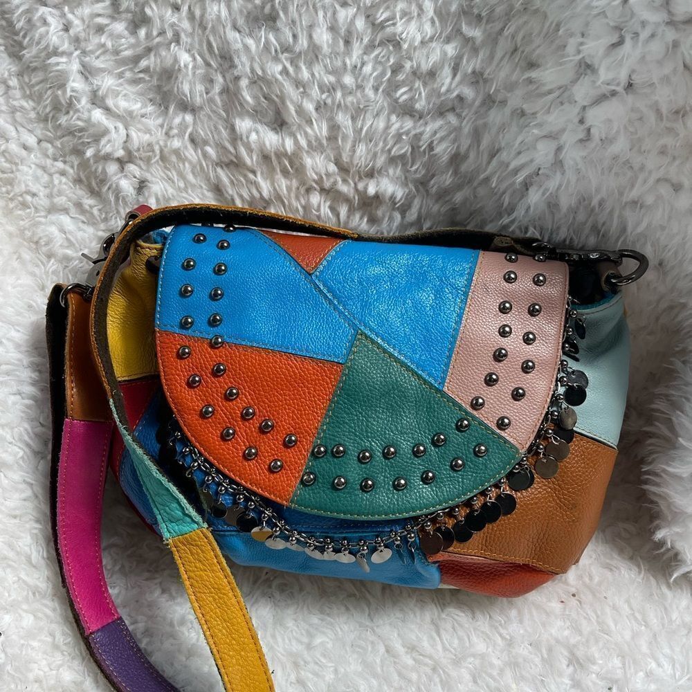 Ameri Leather Multi Color Patchwork Crossbody Bag… - image 4
